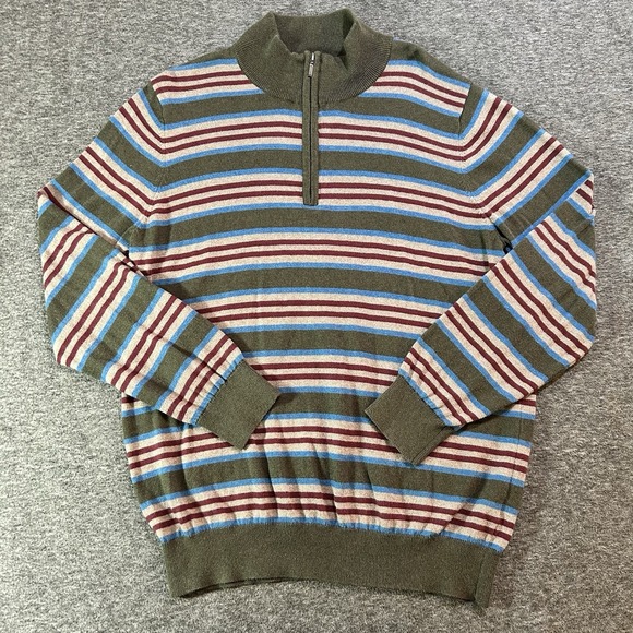 L.L. Bean Other - L.L. Bean Sweater Men's Large Cashmere Cotton Blend Quarter Zip Striped